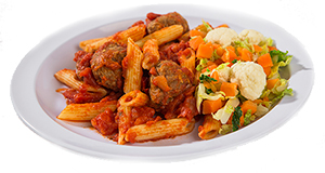 Tasty plate of meatballs and pasta