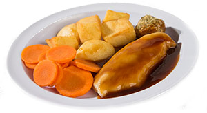 Mouth watering roast chicken dinner